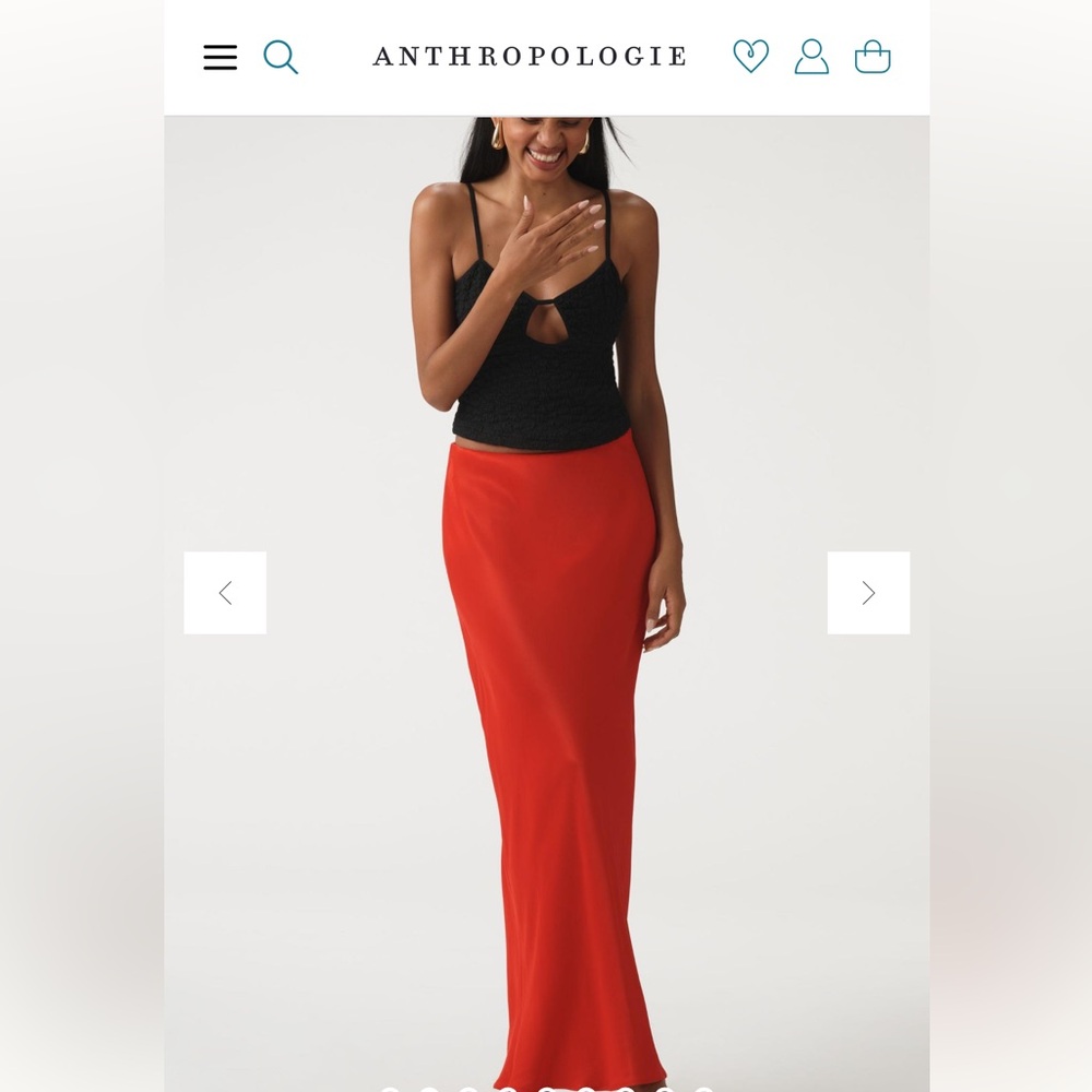 Anthropologie Tilda Maxi Slip Skirt --New Condition--  Red Size XS